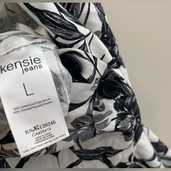 Kensie linen blend belted floral wide leg jumpsuit vacation boho spring summer - Picture 2 of 4